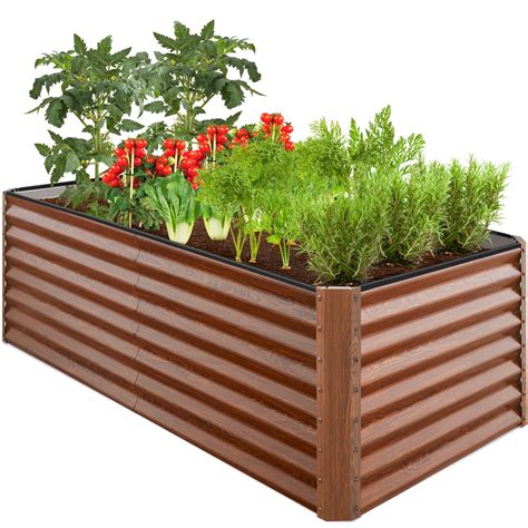 Raised Garden Bed Galvanized Planter Box Outdoor, 